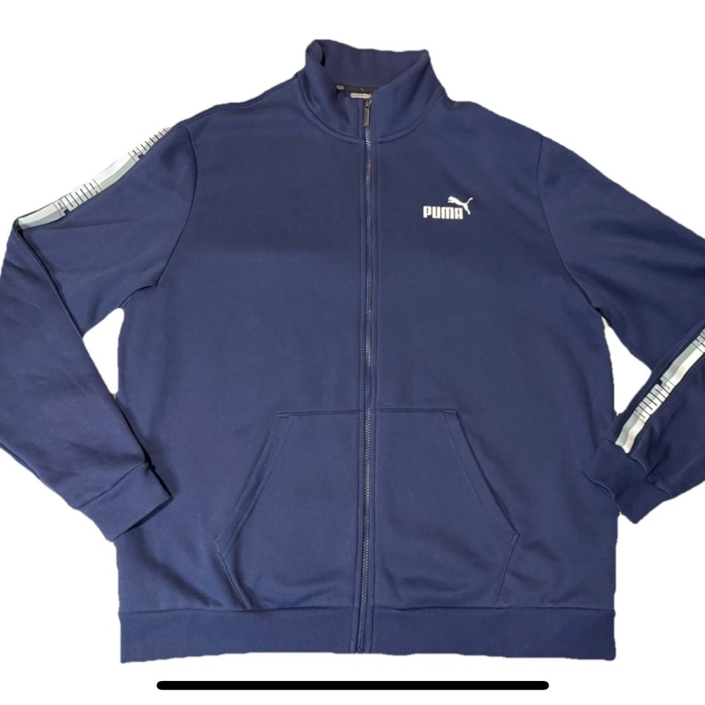 Puma Men’s Size XXL Full Zip Up Sweatshirt Blue w White Logo